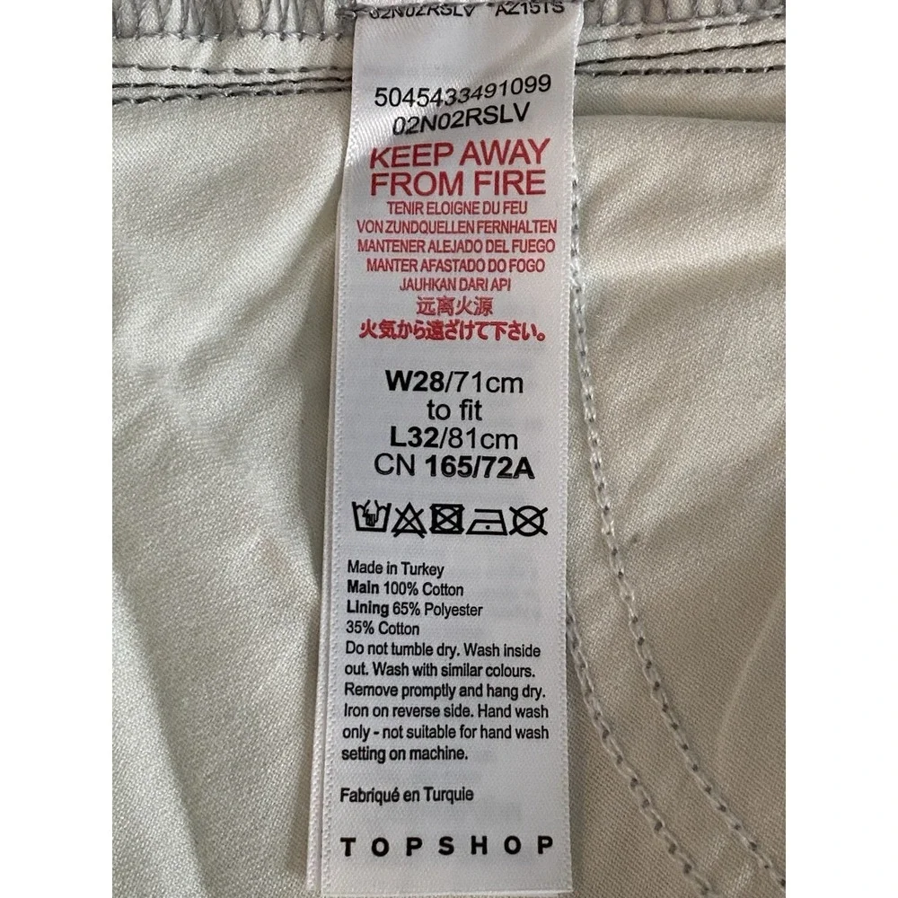 NWT Metallic silver‎ sparkly denim Top-shop straight jeans Size 28x32